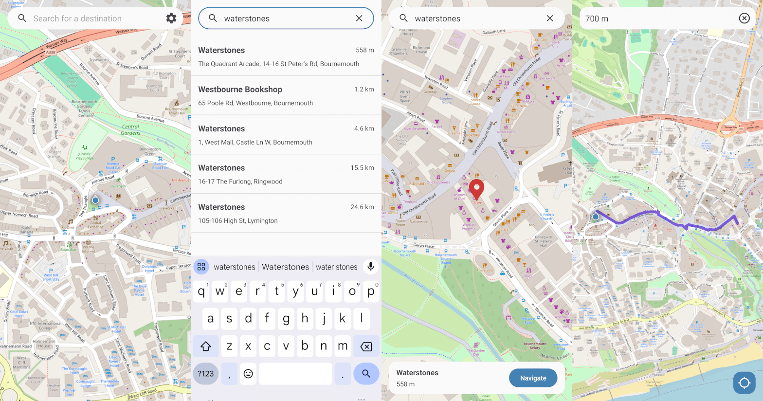 Pedestrian Navigation App Screenshots